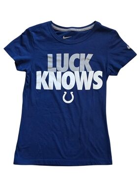 Nike Indianapolis Colts Small Blue Slim Fit Tee Shirt Luck Knows NFL
